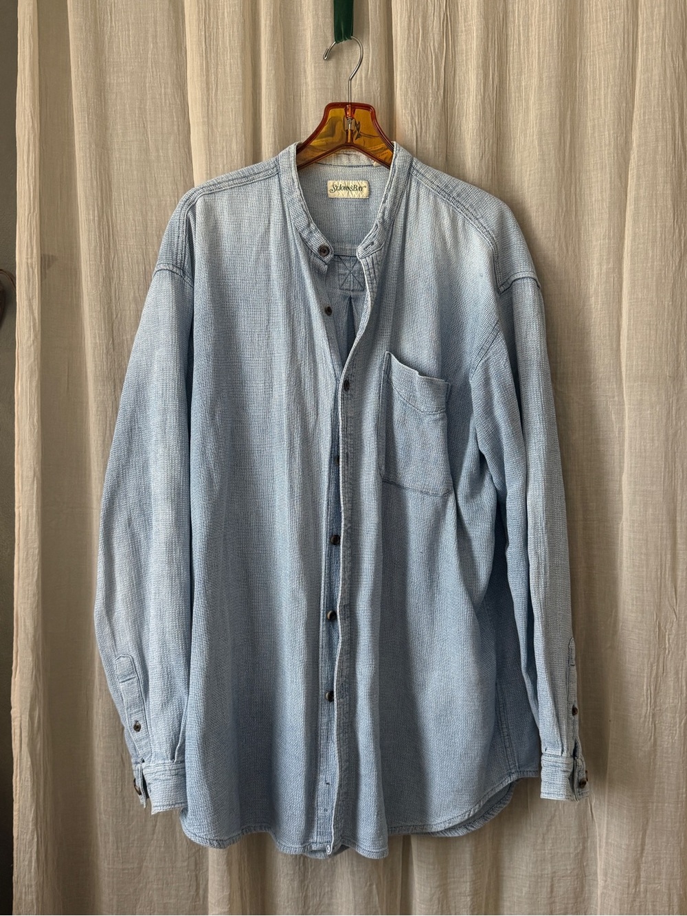 Vintage St. John’s bay textured light blue button down shirt - Picture 1 of 6